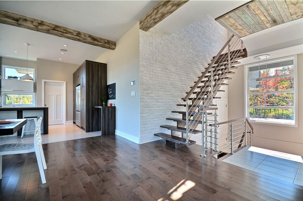 Faux white brick feature wall - staircase.